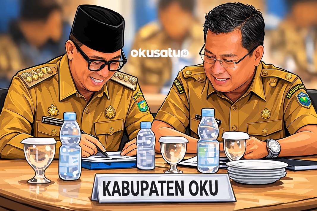 Bupati OKU Teddy Meilwansyah saat rapat koordinasi dengan BPKP Sumsel membahas pengawasan proyek strategis daerah.