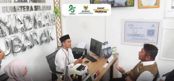 Gubernur Sumsel H Herman Deru pelopori pembayaran zakat fitrah dan infaq dì BAZNAS Sumsel. 