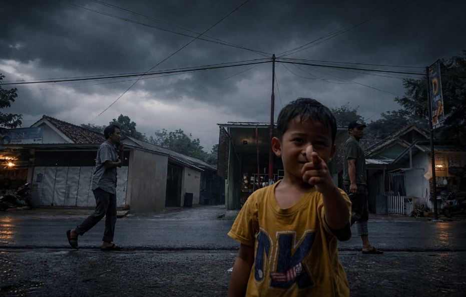Awan gelap menyelimuti langit Palembang saat puncak musim hujan April 2026 dengan potensi hujan lebat