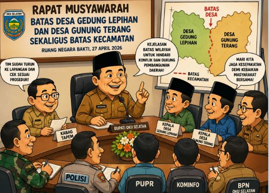 Bupati Abusama memimpin rapat batas desa Gedung Lepihan dan Gunung Terang di Muaradua