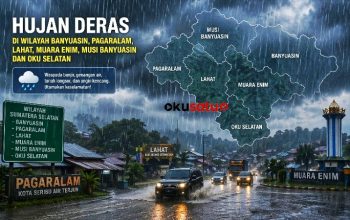 Hujan Ringan Cecar Belasan Wilayah dì Sumsel, Enam Daerah Ini Waspada Ya