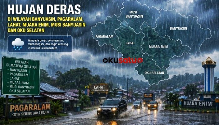 Hujan Ringan Cecar Belasan Wilayah dì Sumsel, Enam Daerah Ini Waspada Ya