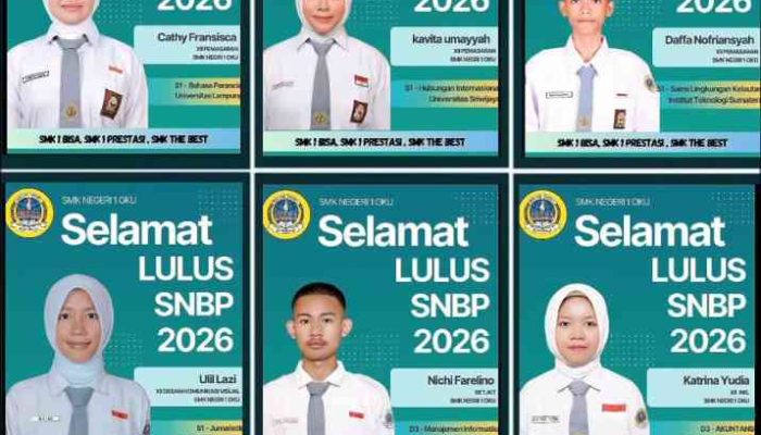 Keren, Belasan Siswa SMKN 1 OKU Lulus SNBP Jalur Prestasi Tahun 2026