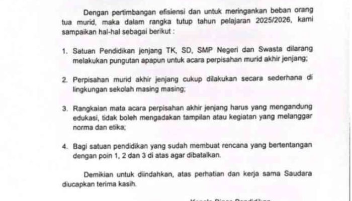 Dinas Pendidikan OKU Keluarkan Aturan Tegas: Dilarang Pungut Biaya Perpisahan Sekolah
