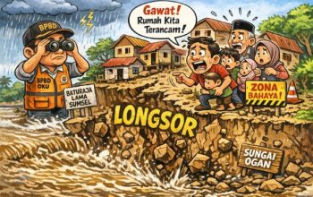 Rumah warga di bantaran Sungai Ogan Baturaja Lama terancam longsor akibat abrasi tebing sungai