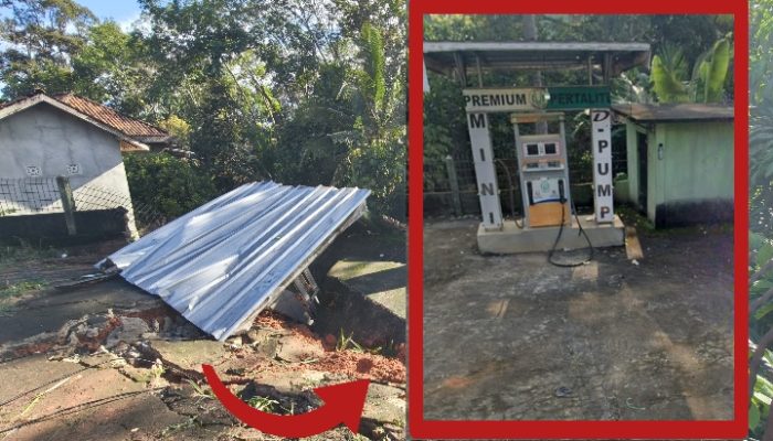 Hujan Deras Tumbangkan Pom Mini BUMDes Bandar Jaya