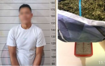 PR, kurir ganja kering yang diamankan petugas di dalam angkot.