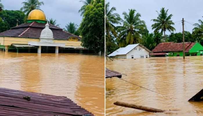 Banjir Bandang Terjang Karang Jaya Muratara, Masjid dan Permukiman Warga  Nyaris Tenggelam