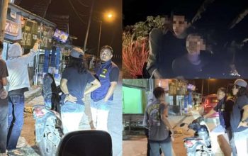 Polisi melakukan patroli malam di jalan kota untuk mencegah balap liar dan premanisme