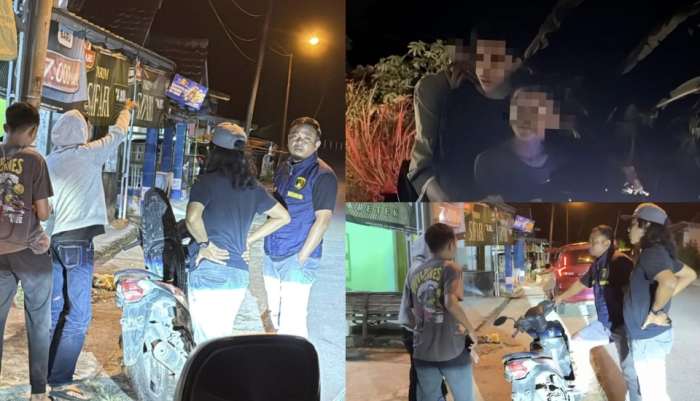 Polisi melakukan patroli malam di jalan kota untuk mencegah balap liar dan premanisme